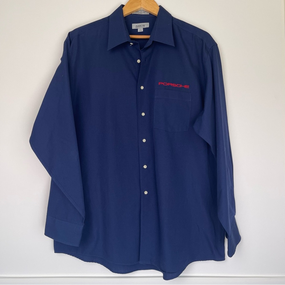 Men's Blue Shirt with Porsche Embroidered Logo